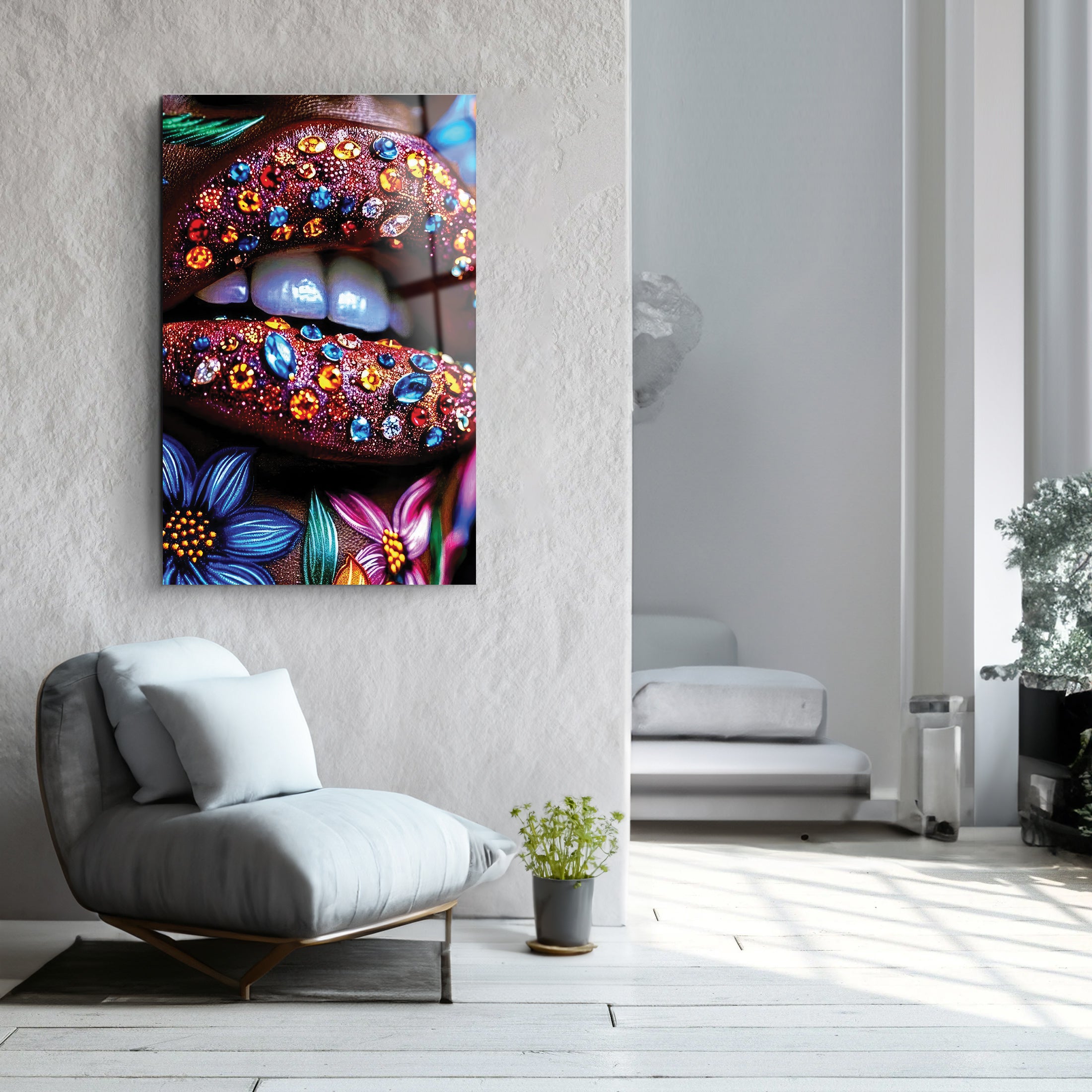 Rainbow Lips | Glass Wall Art