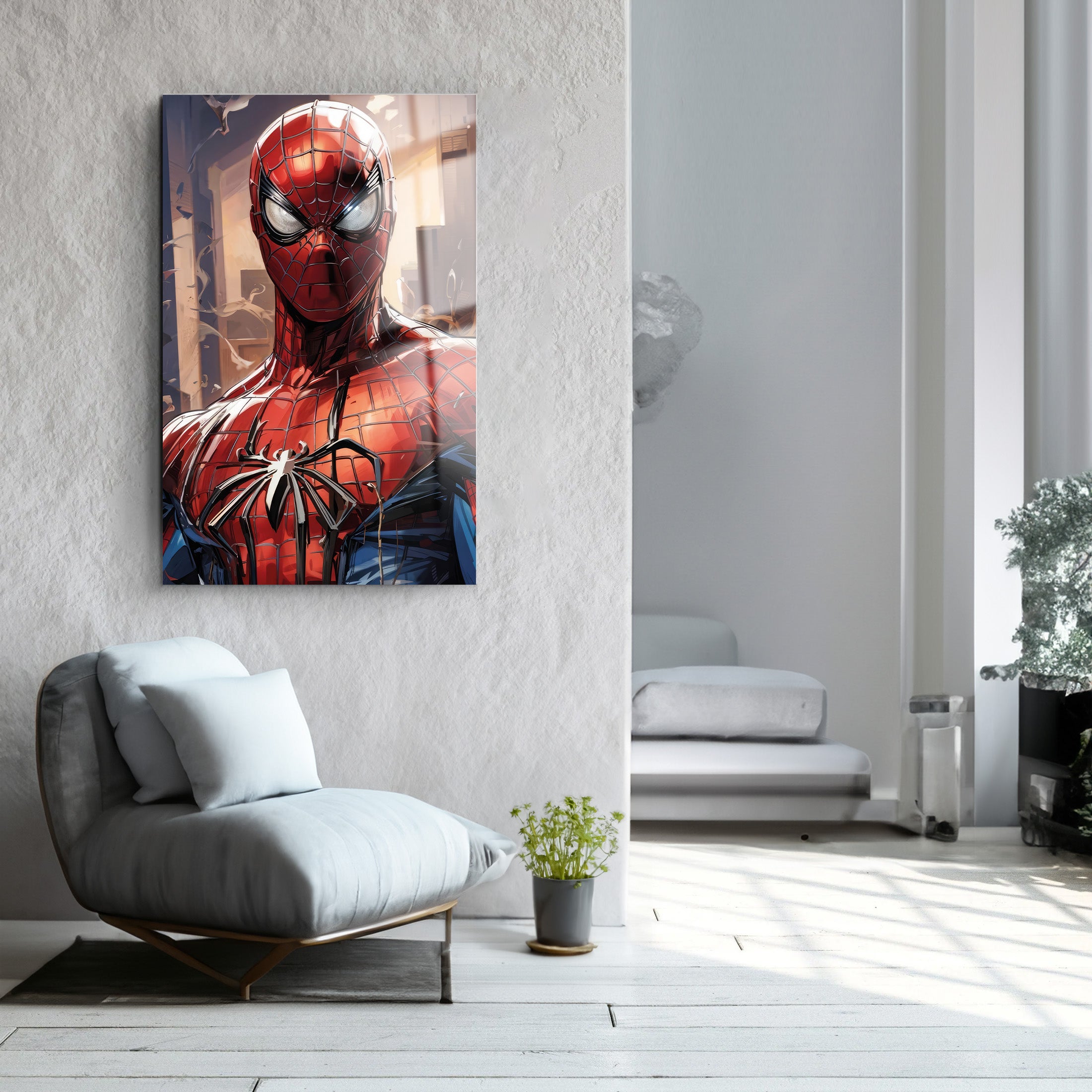 Serious Spiderman | Glass Wall Art