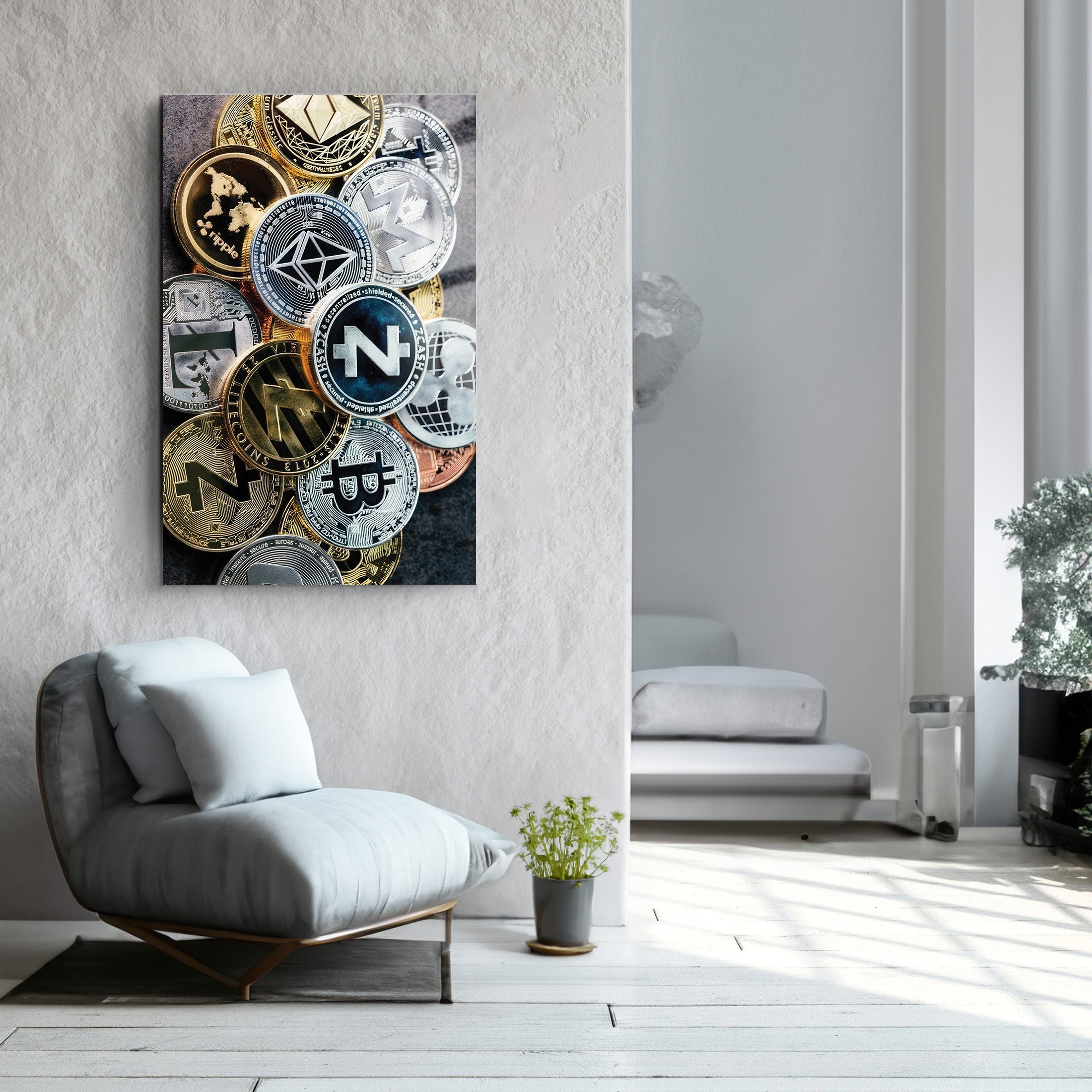 Bitcoins | Glass Wall Art