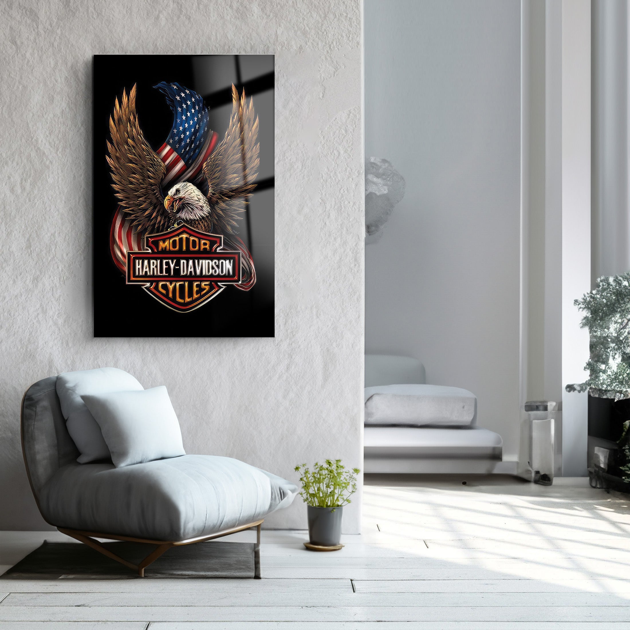 Harley's Eagle | Glass Wall Art