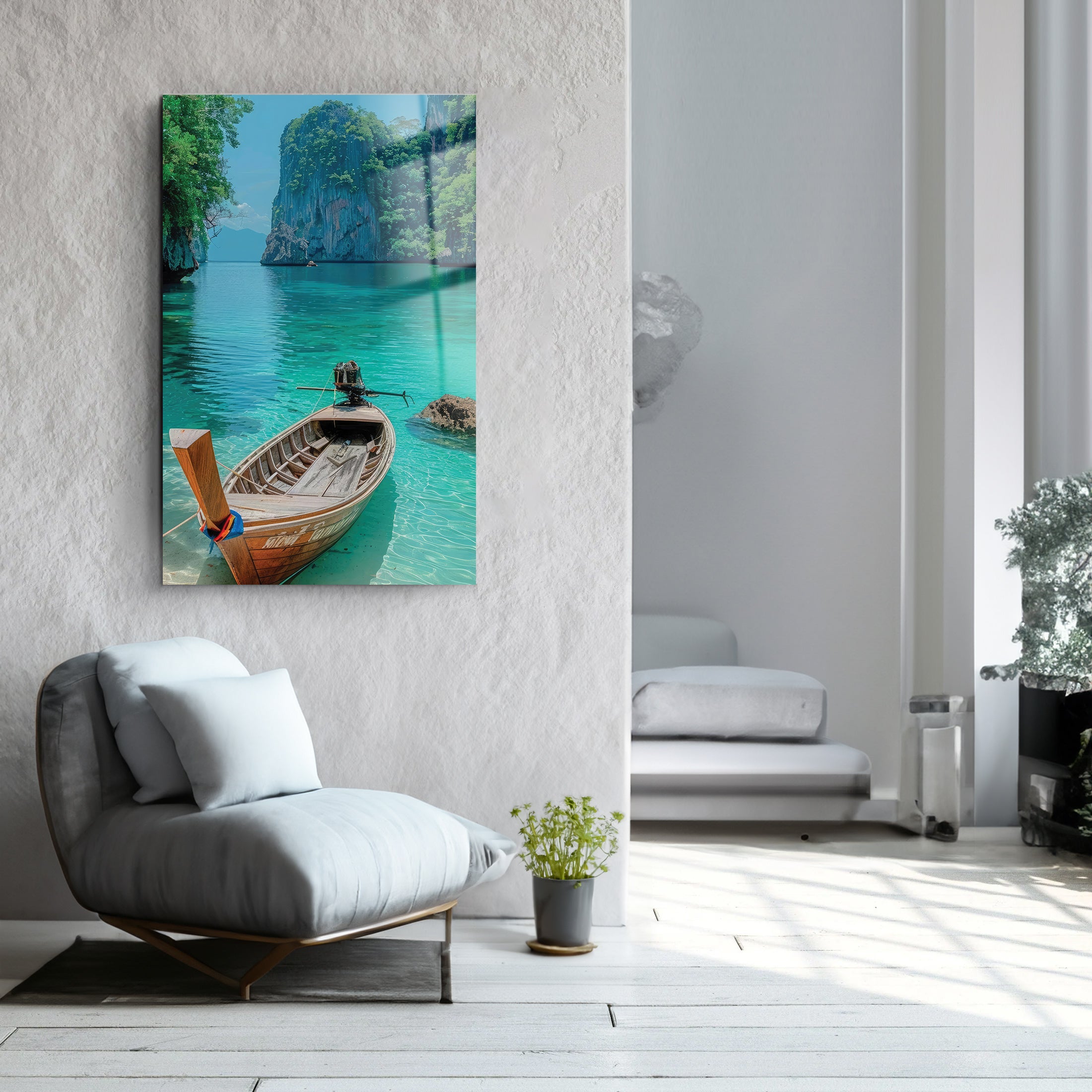 Island Sea | Glass Wall Art