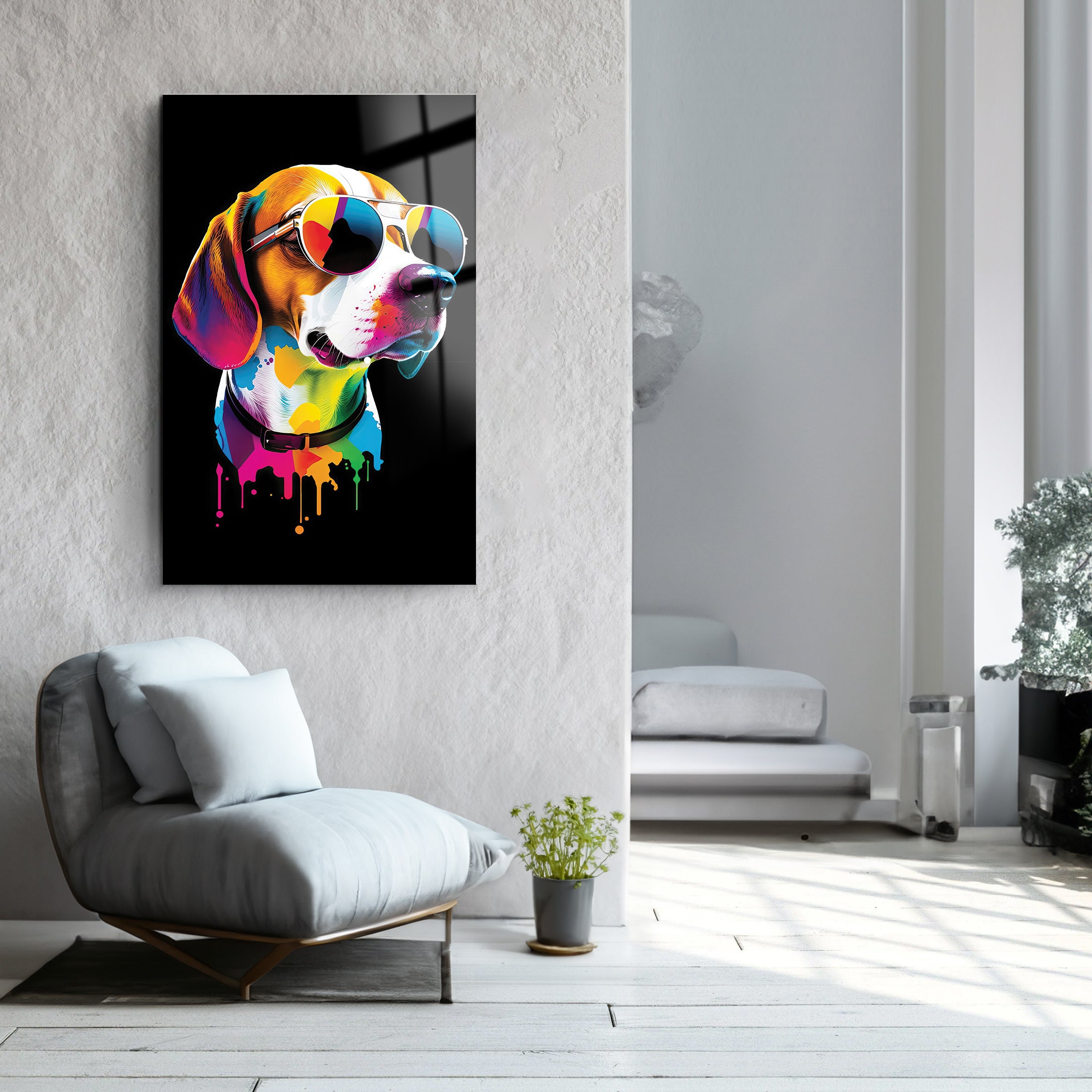 Rainbow Dog | Glass Wall Art