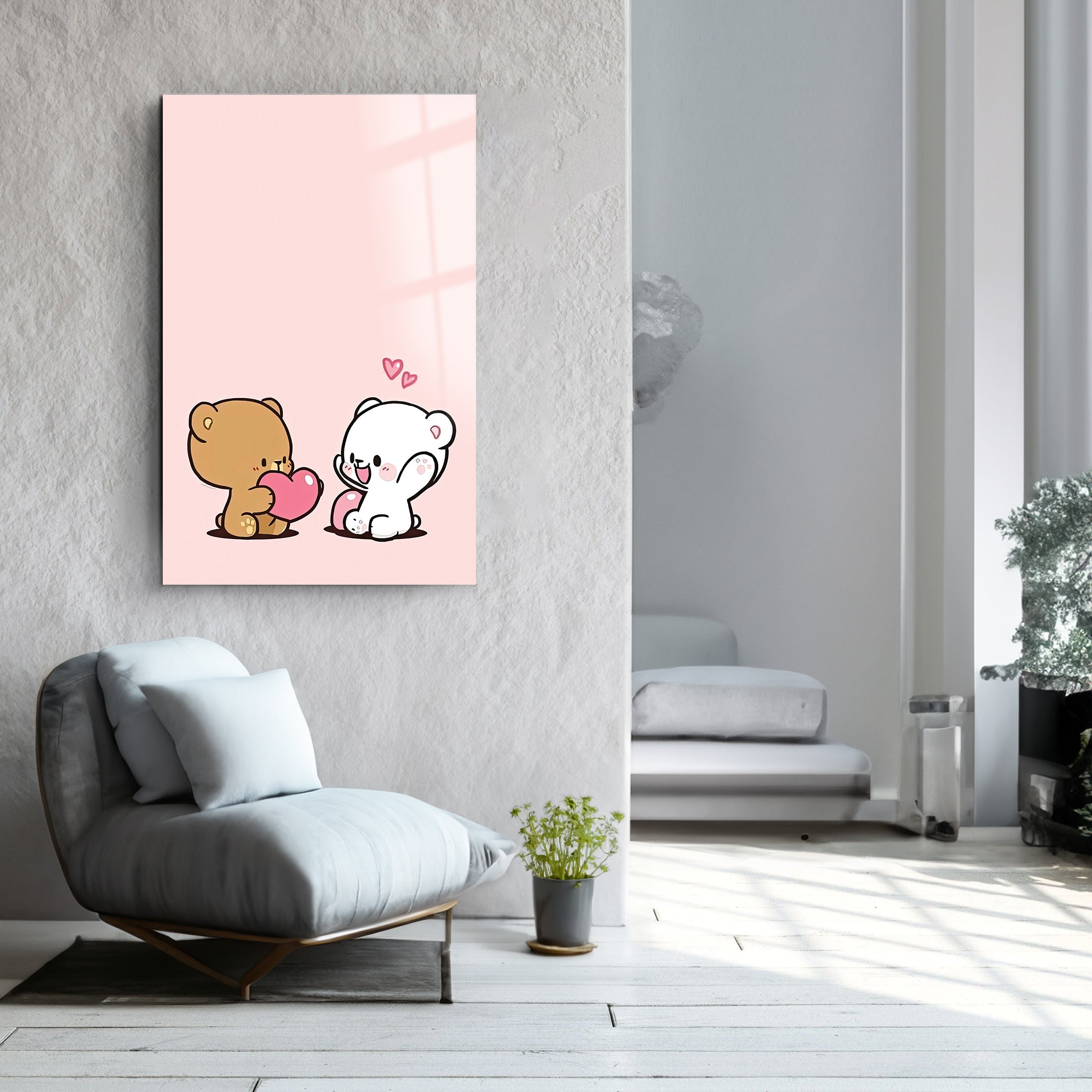 Lover Teddies | Glass Wall Art