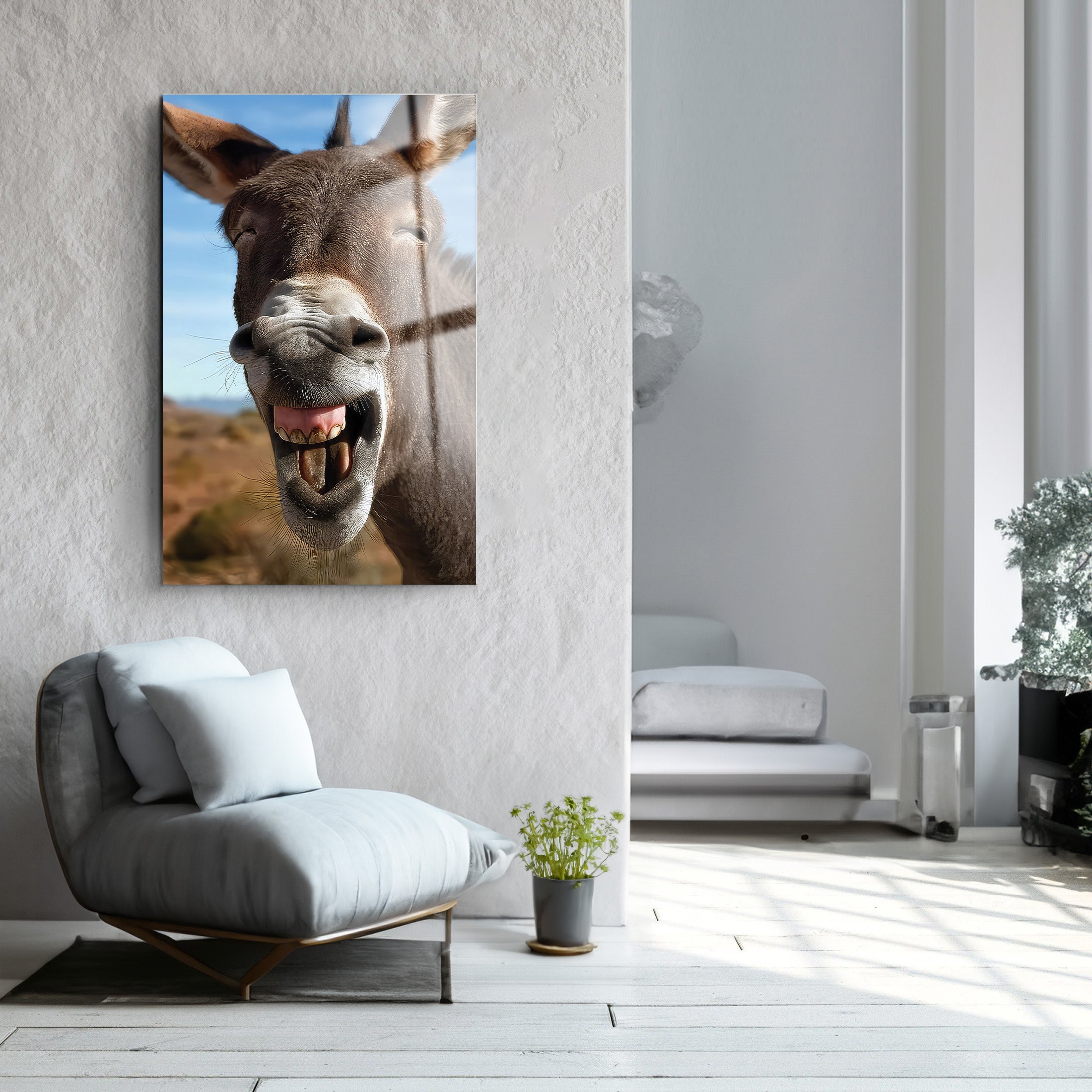 Happy Donkey | Glass Wall Art