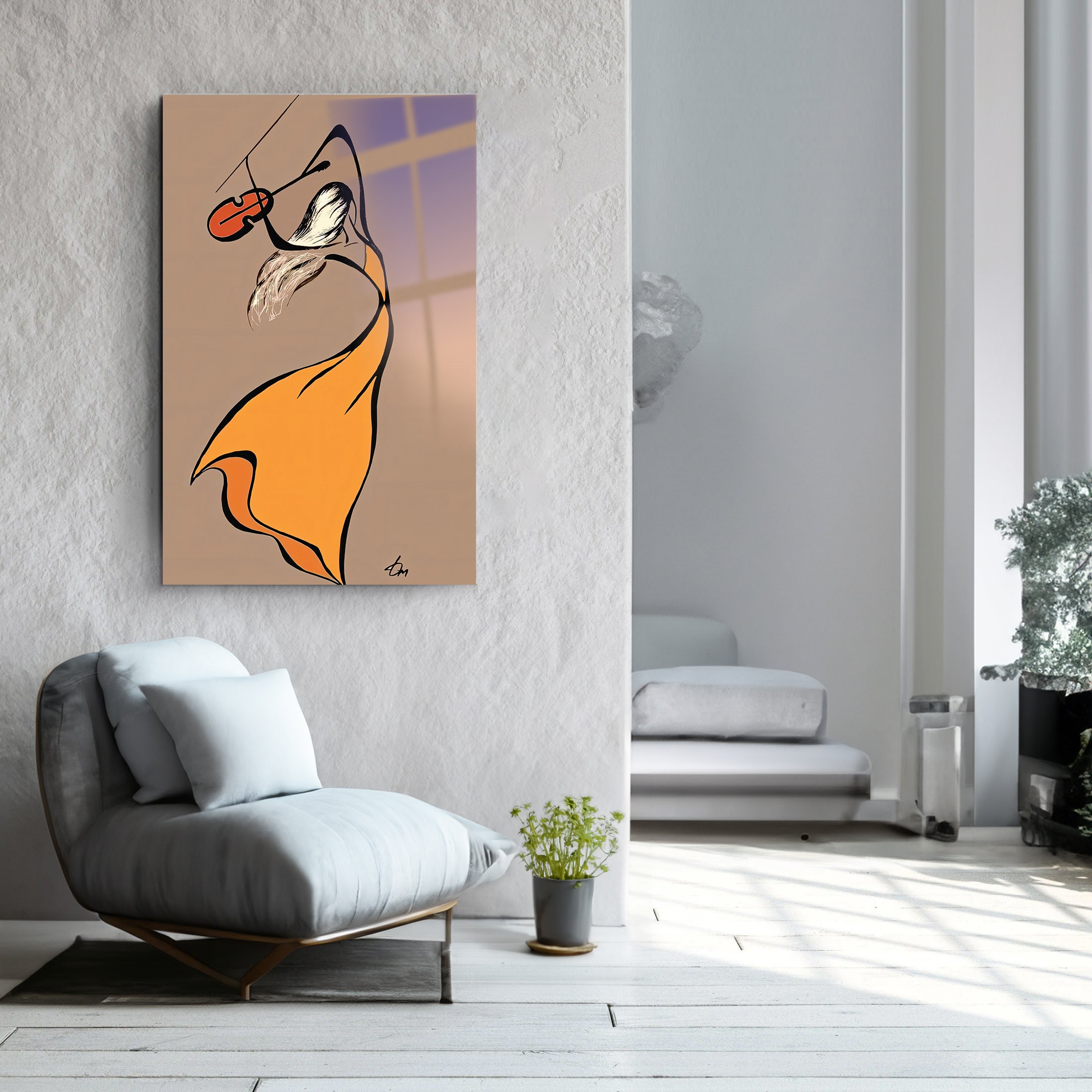 Violinist Woman | Glass Wall Art