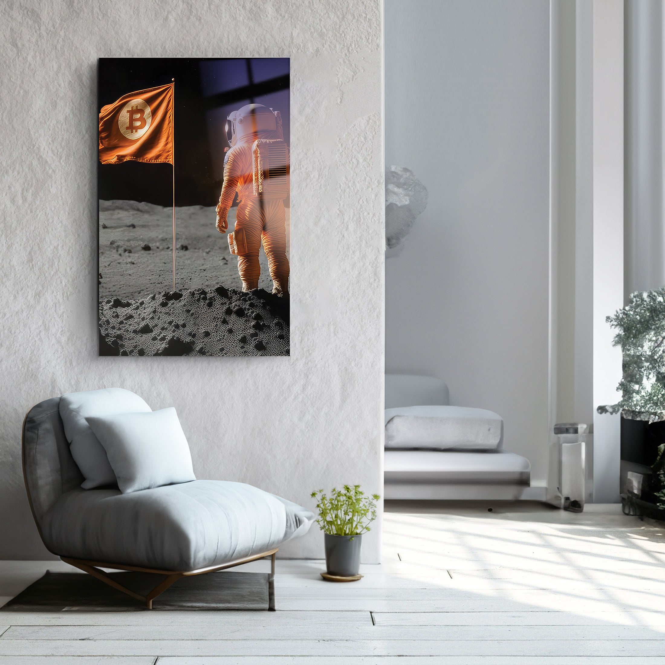 Space Bitcoin | Glass Wall Art