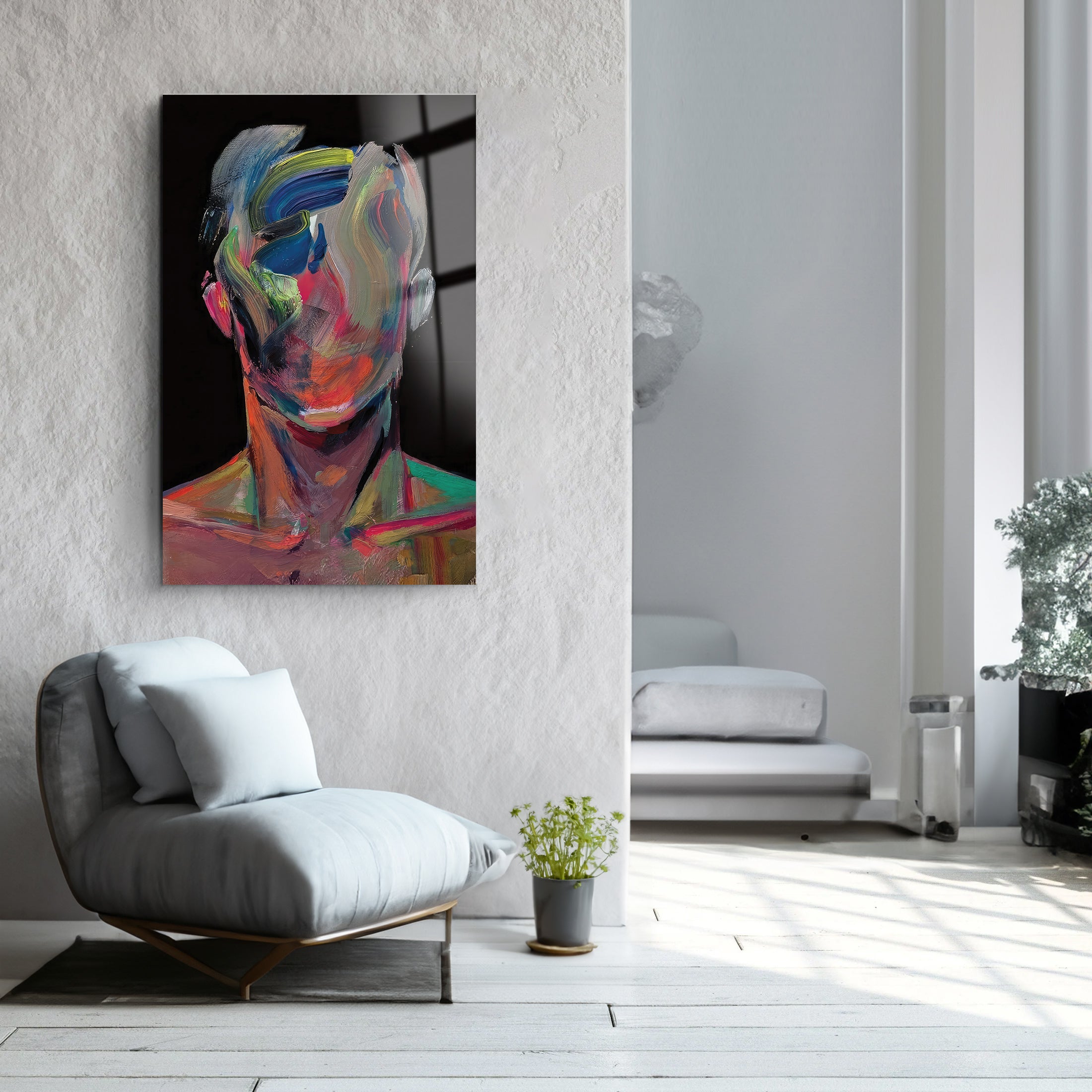 Abstract Face | Glass Wall Art