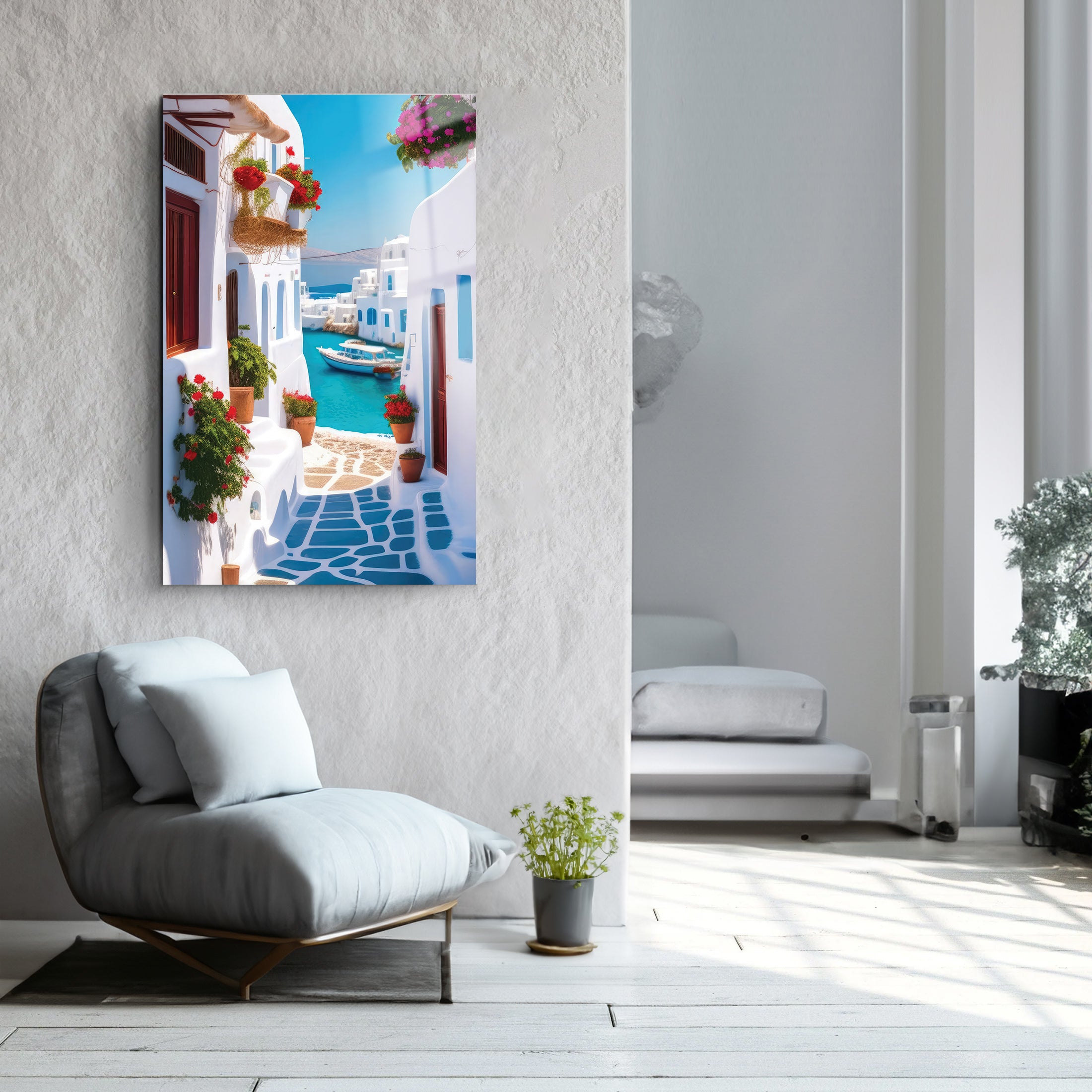 Greece Wiev 2 | Glass Wall Art