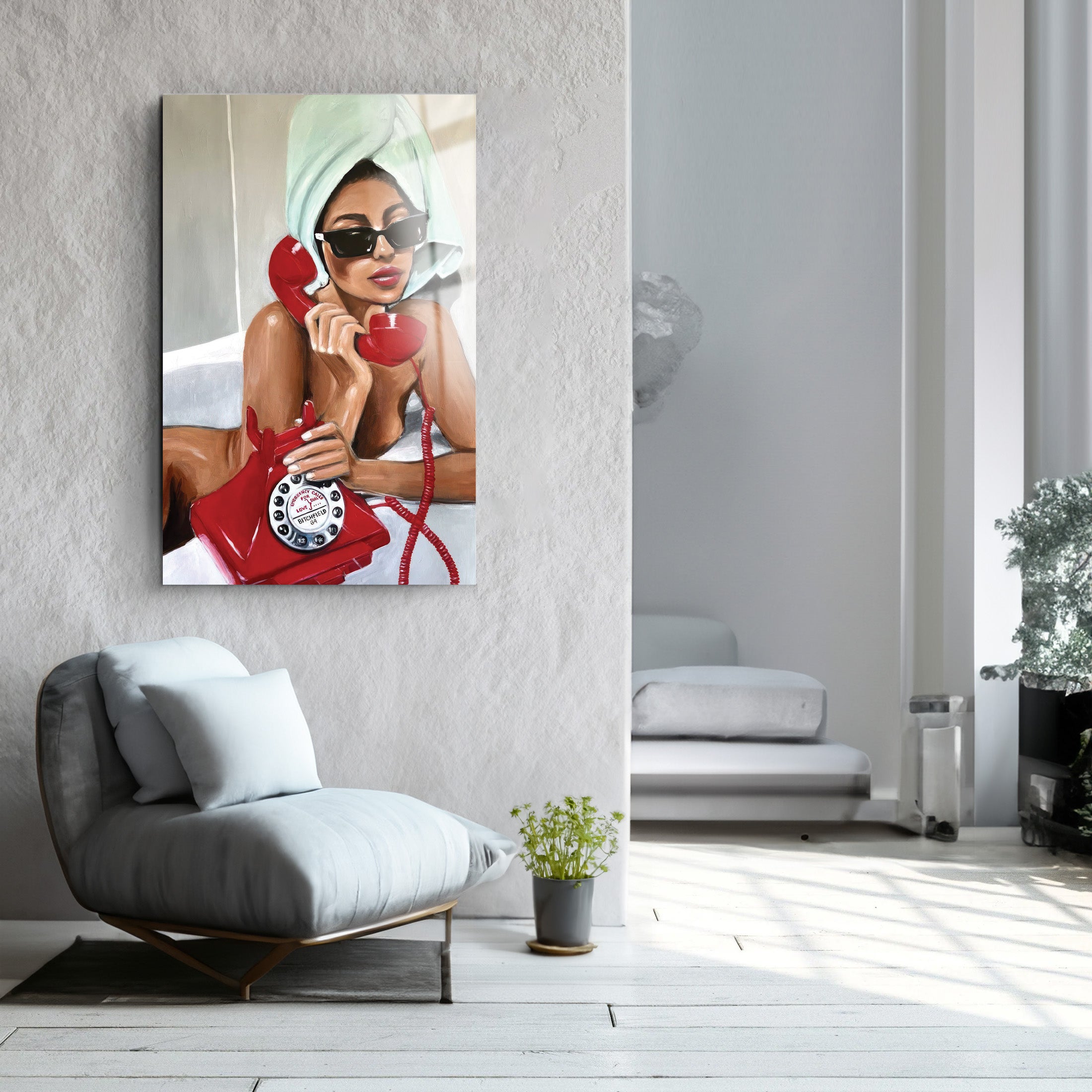 Red Phone | Glass Wall Art