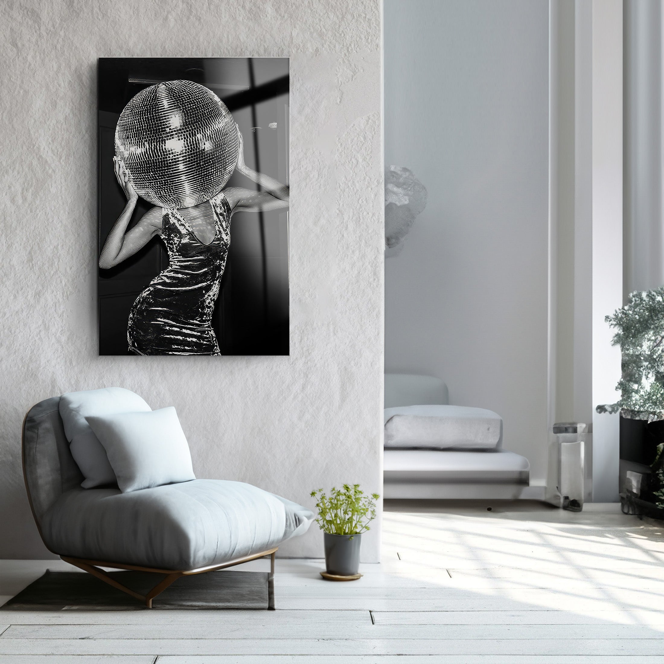 Disco Woman | Glass Wall Art