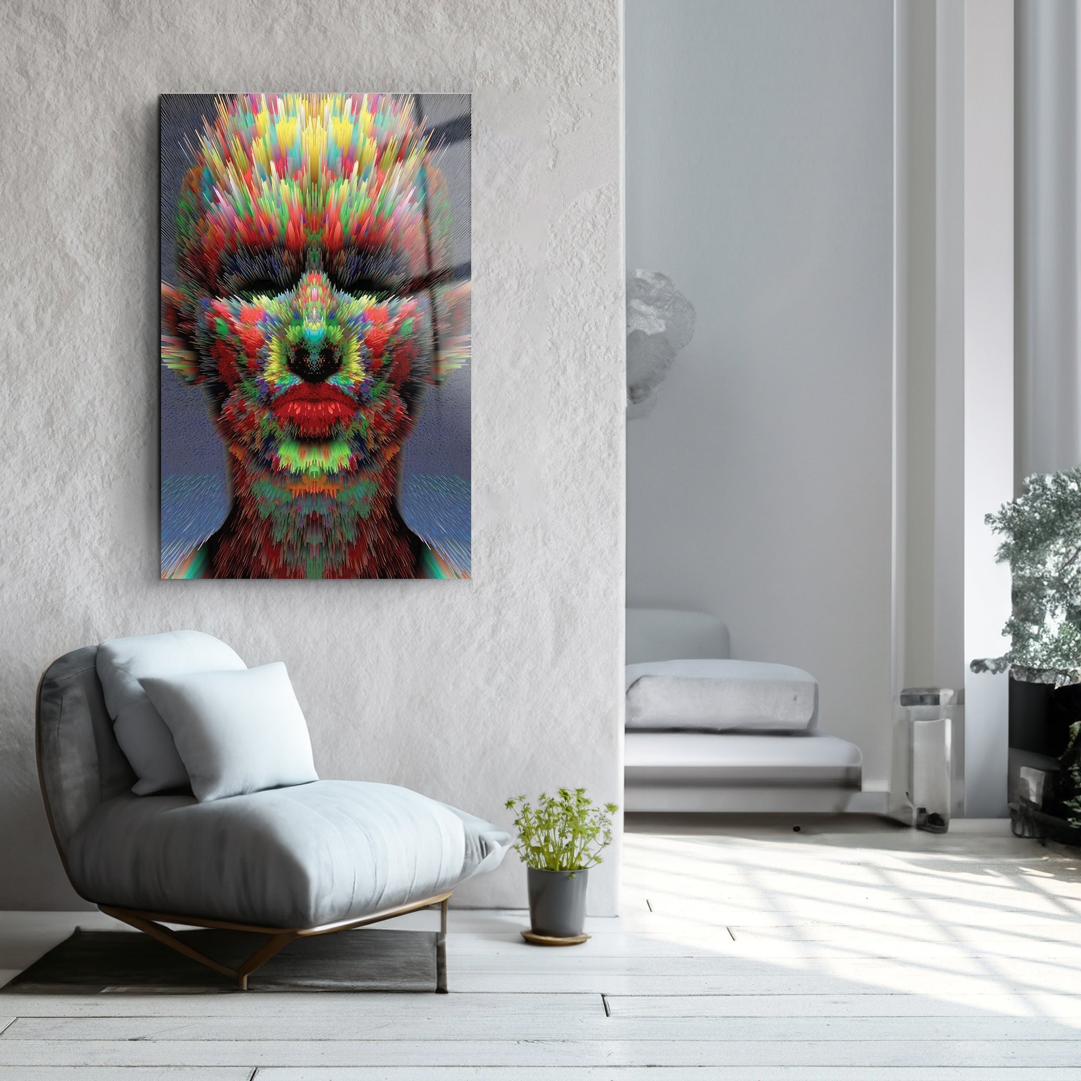 Spiky Face | Glass Wall Art