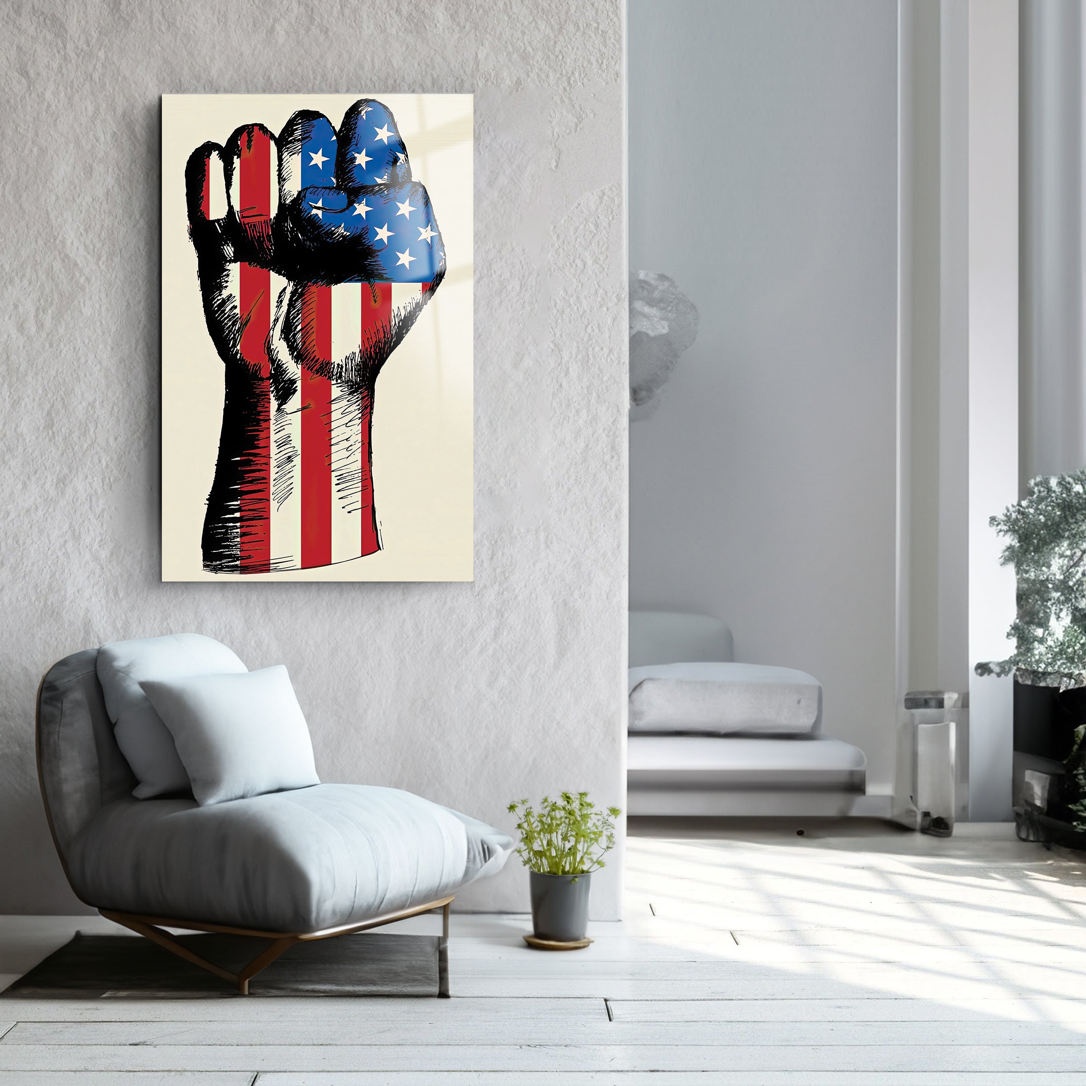 Flag Fist | Glass Wall Art