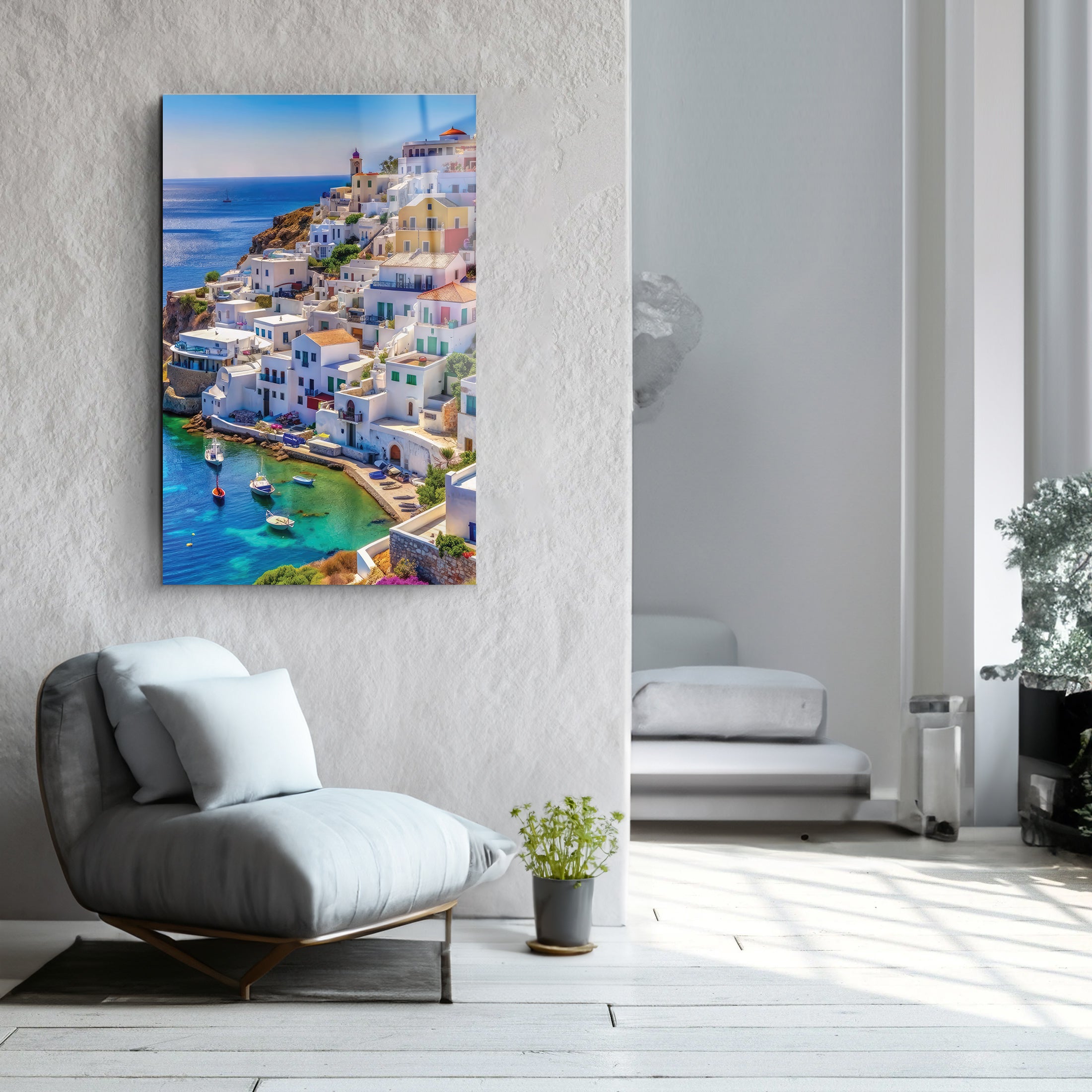 Greece Coast | Glass Wall Art