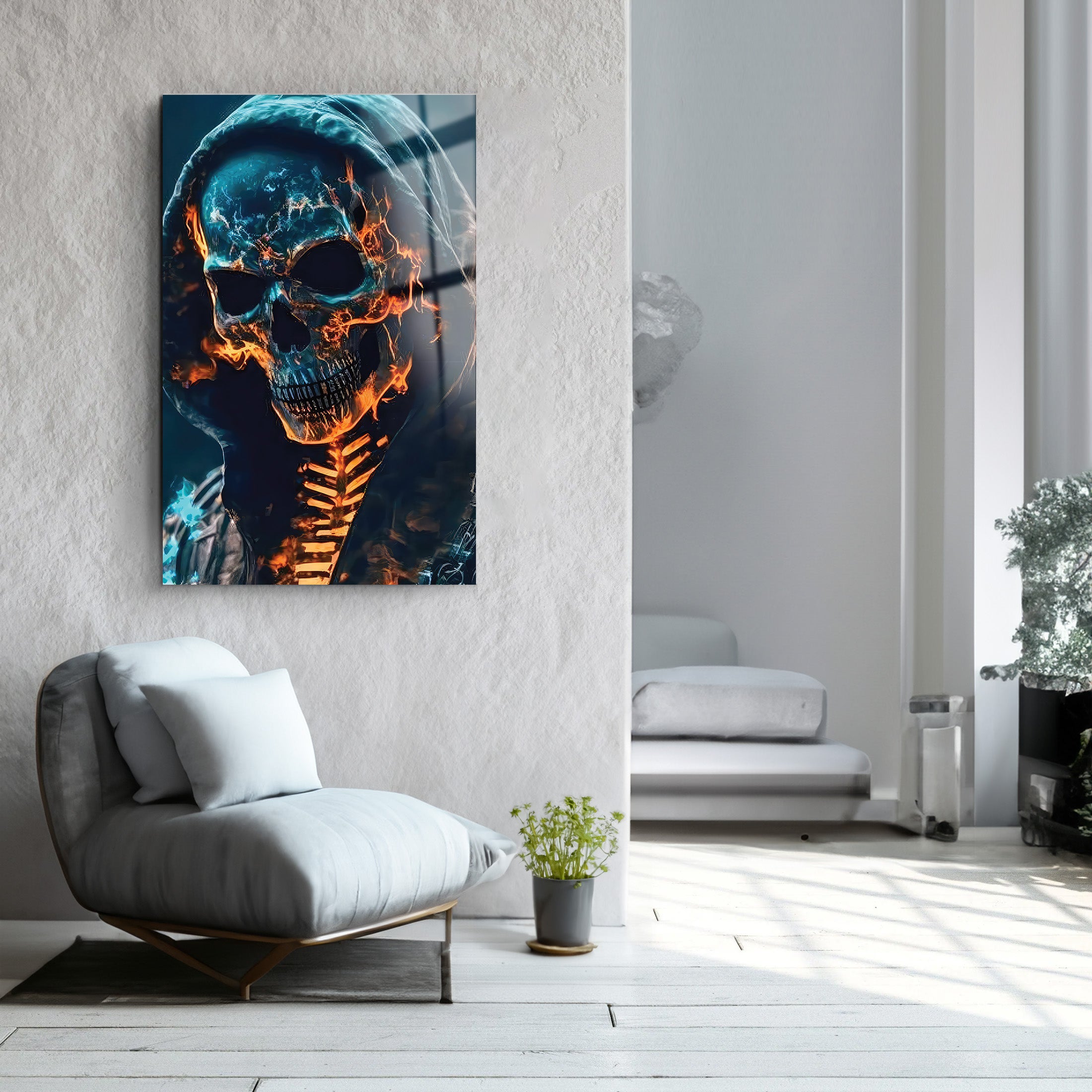 Flame Skull | Glass Wall Art